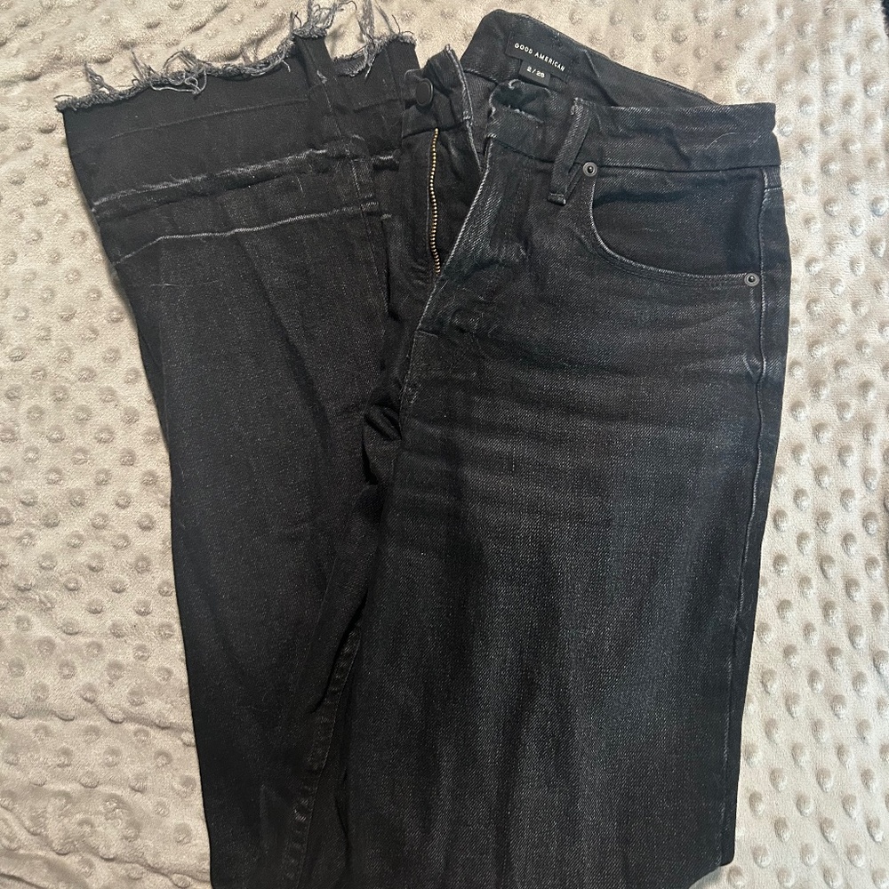 Good American - Good Icon Straight Jeans Black 347 | Size 2/26